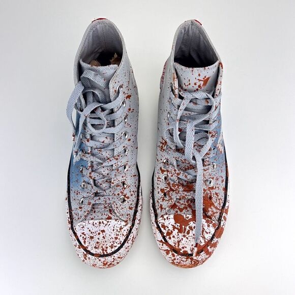 Converse Hightop Shoes Limited Edition Leather Unisex  Paint Splatter - Picture 2 of 10